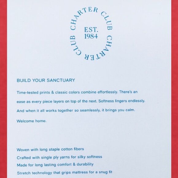 RED CURRANT Charter Club Damask Solid 550 TC 100% Cotton QUEEN Sheet Set - Picture 6 of 10